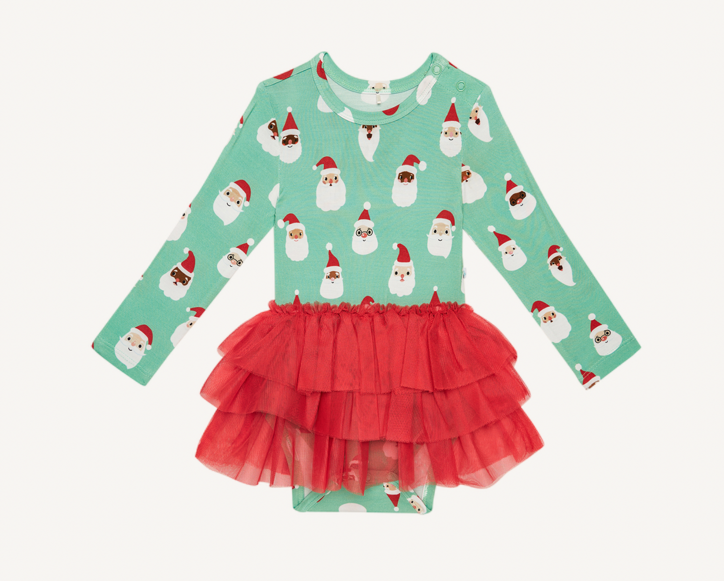 Posh Peanut Santa Medley Long Sleeve Tulle Skirt Bodysuit