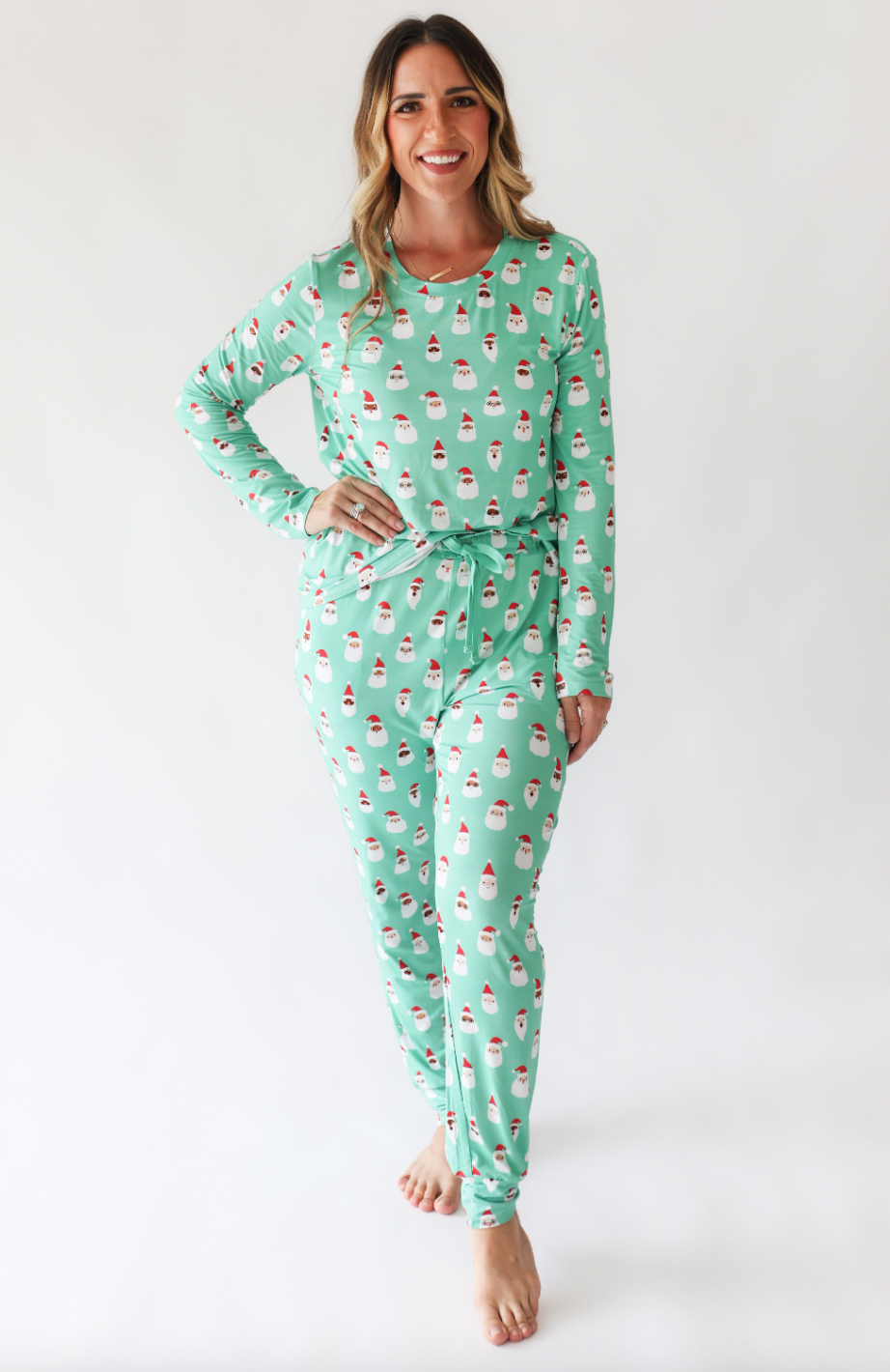 Posh Peanut Santa Medley Women's LS Jogger Pants Pajama Set