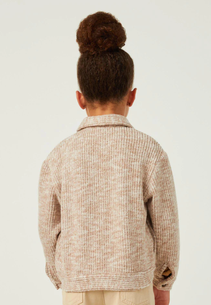 Marled Rib Button Up Knit Jacket Oatmeal