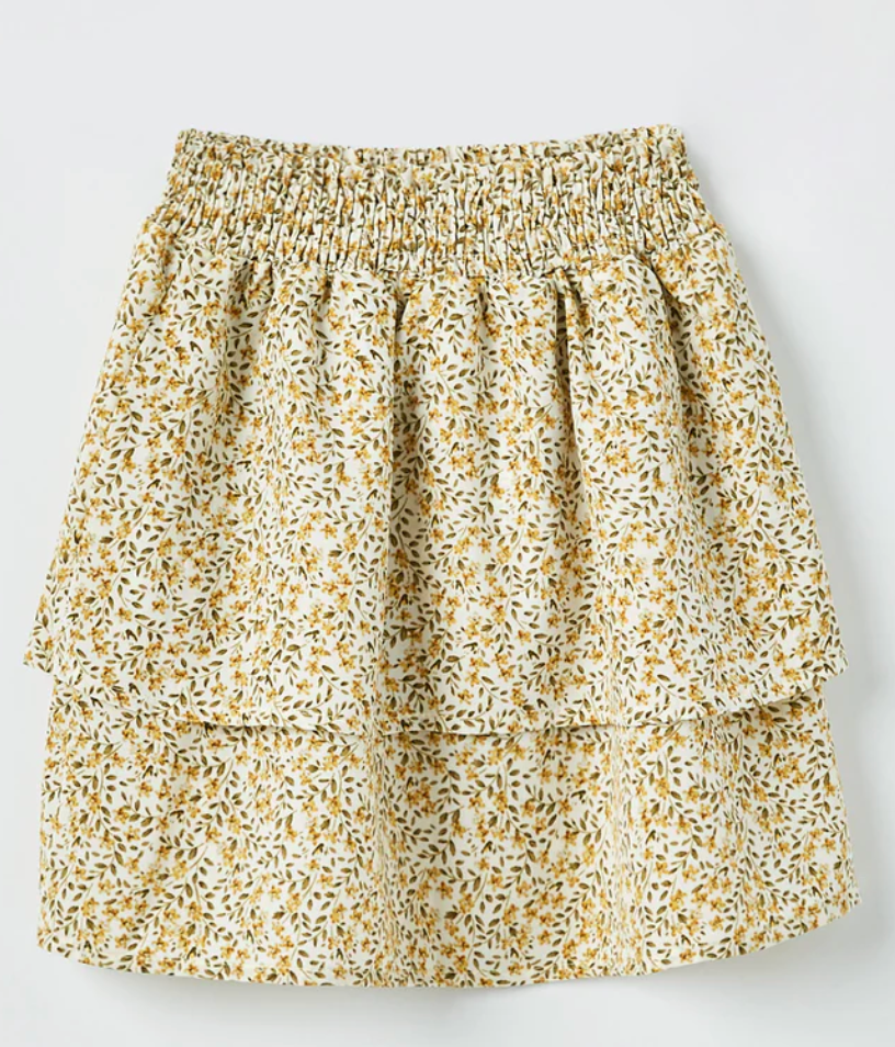 Tiered Floral Skirt Yellow