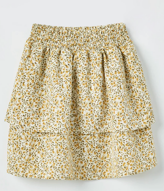 Tiered Floral Skirt Yellow