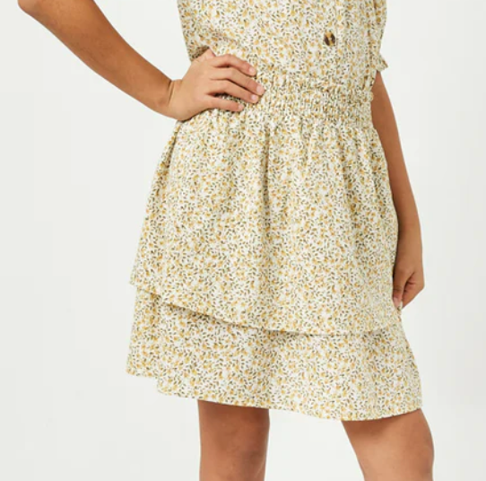 Tiered Floral Skirt Yellow