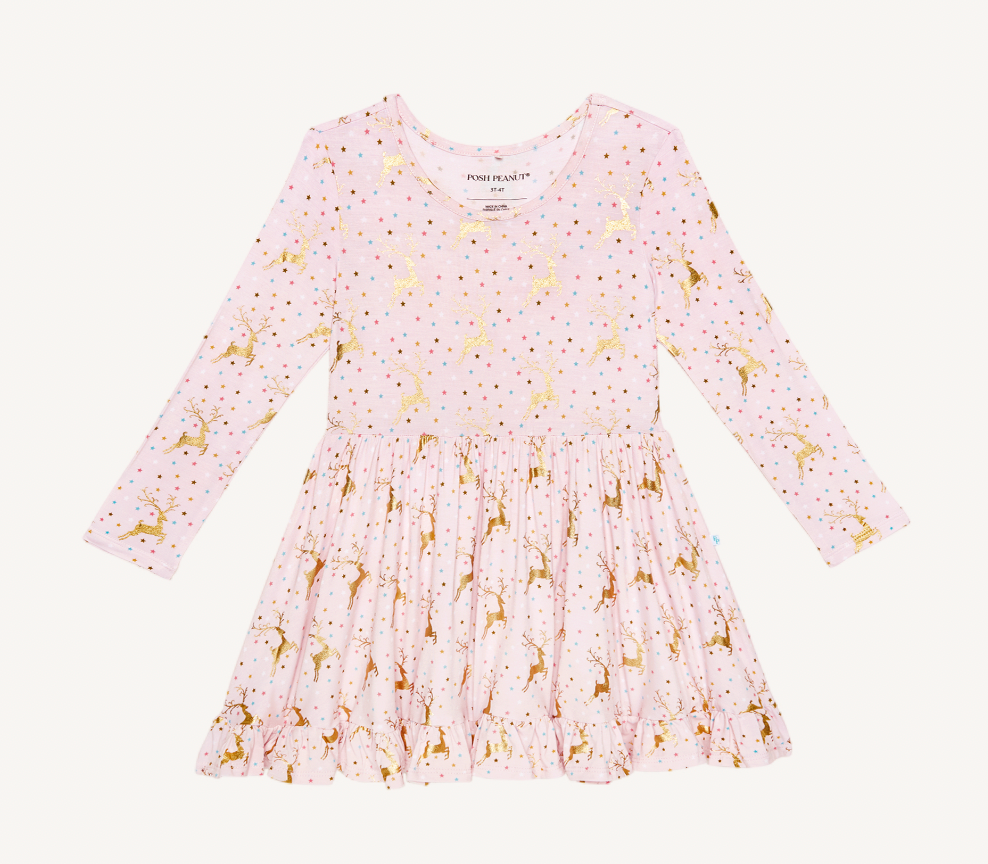 Posh Peanut Ryleigh Long Sleeve Ruffled Twirl Dress