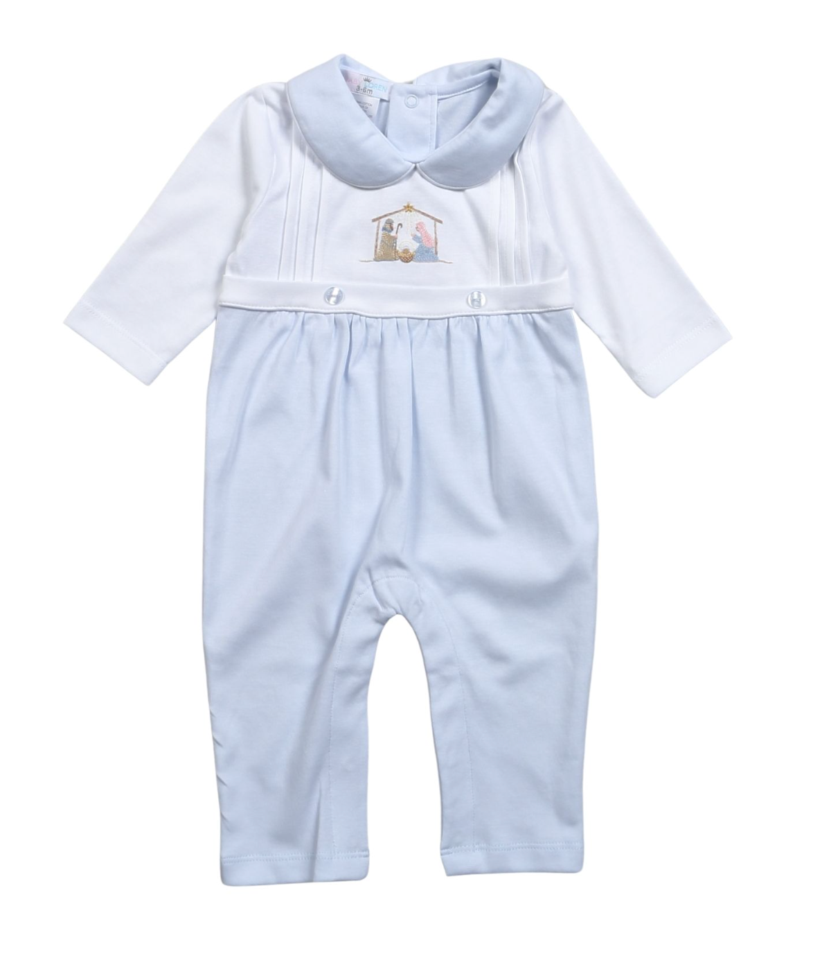 Nativity Hand Embroidered Pima Romper Boy