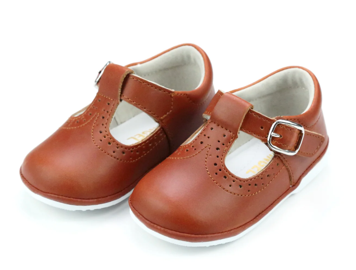 Gemma Leather T-Strap Mary Jane Cognac