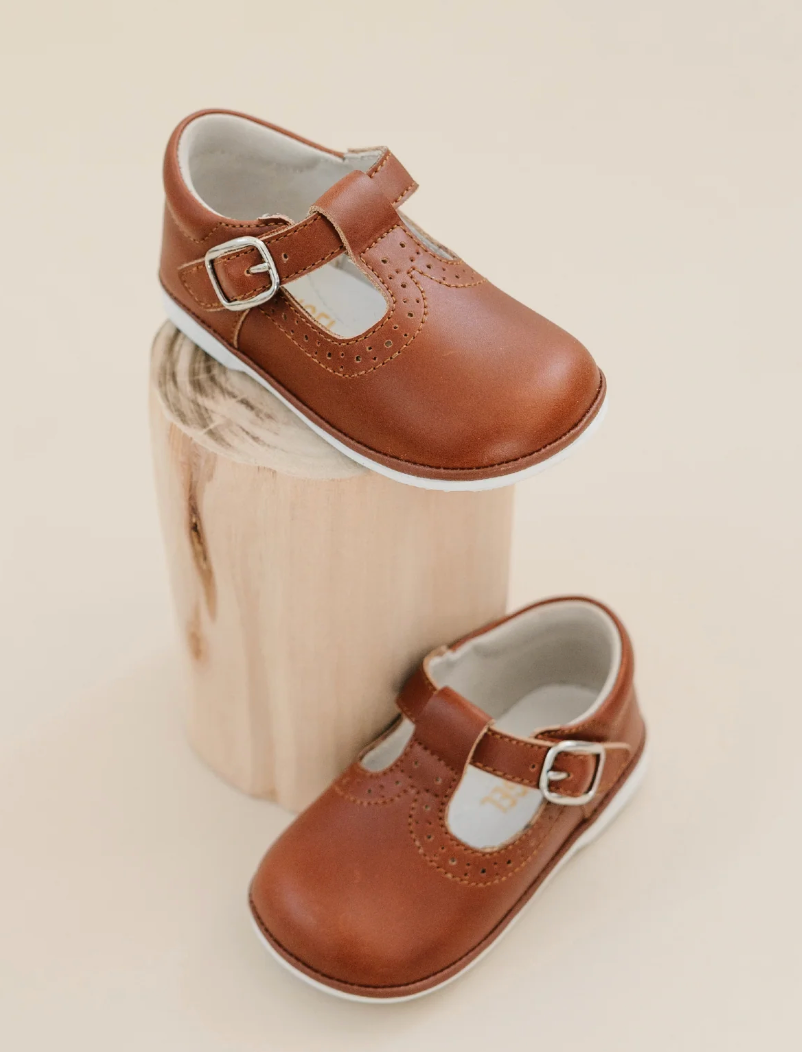 Gemma Leather T-Strap Mary Jane Cognac