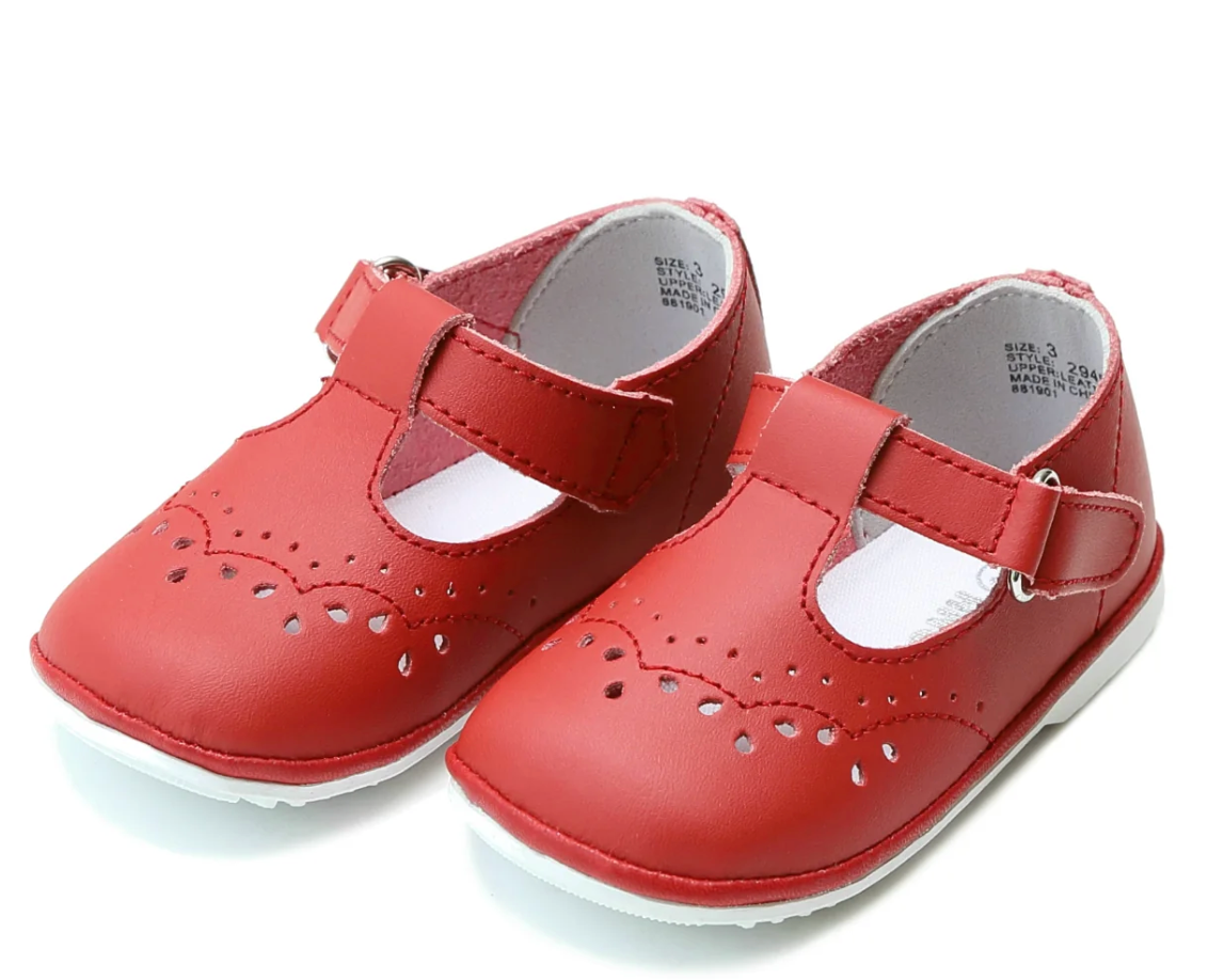 Birdie Leather T-Strap Mary Jane Red