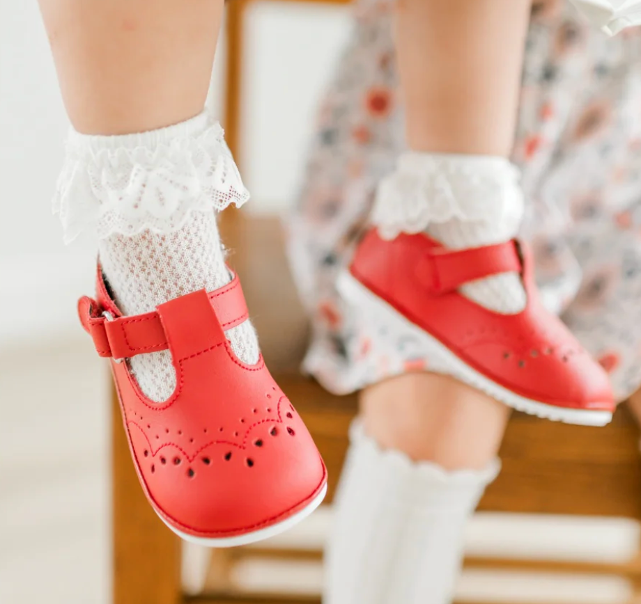 Birdie Leather T-Strap Mary Jane Red