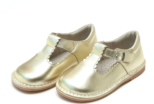 Selina Scalloped T-Strap Mary Jane Gold