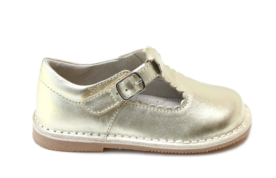 Selina Scalloped T-Strap Mary Jane Gold