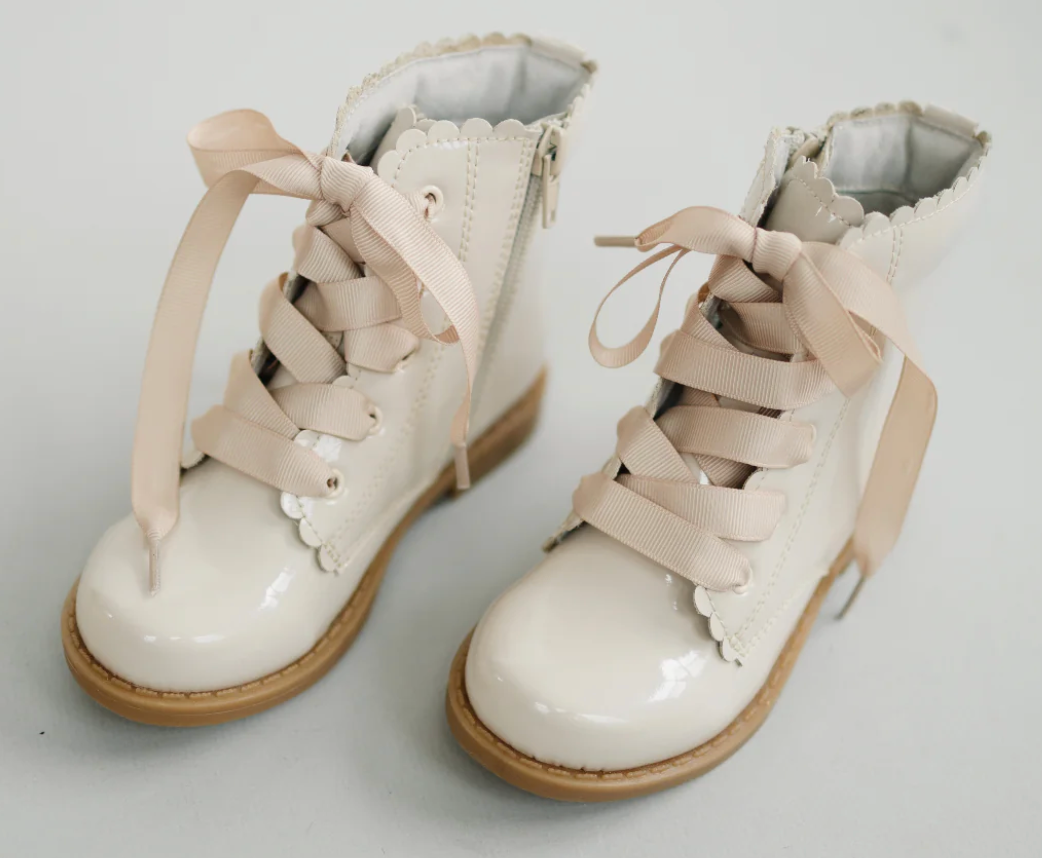 Josephine Scallop Boot Patent Cream