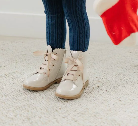 Josephine Scallop Boot Patent Cream