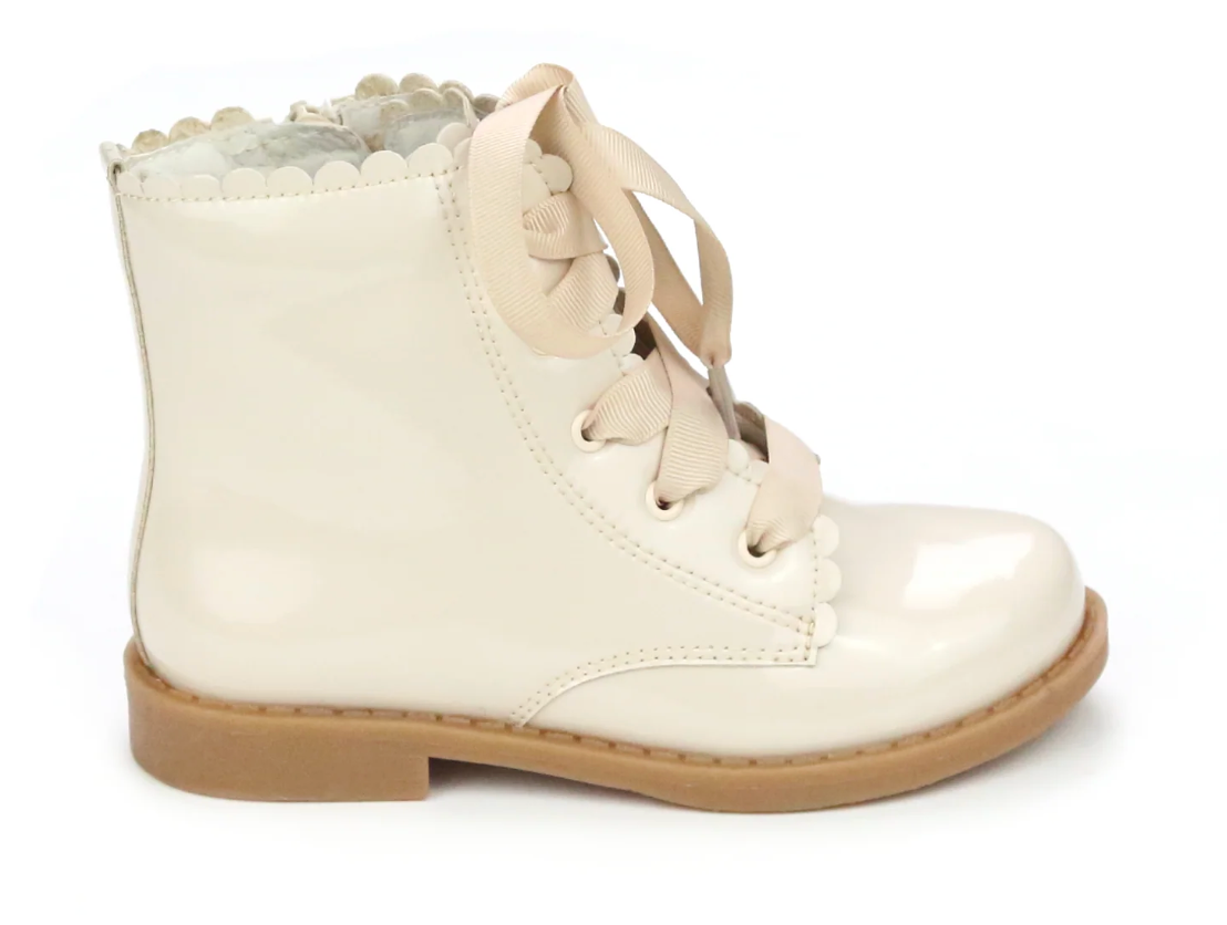 Josephine Scallop Boot Patent Cream