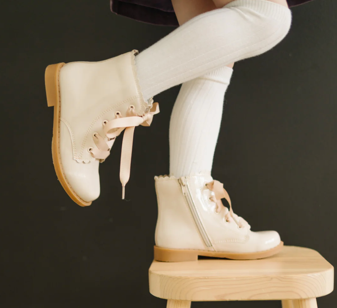 Josephine Scallop Boot Patent Cream