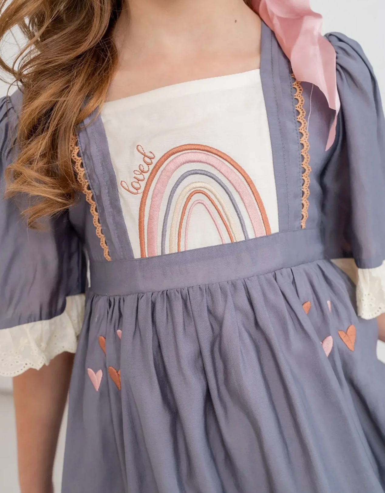 Evie's Closet Radiant Rainbow Chambray/Ivory Emb Dress