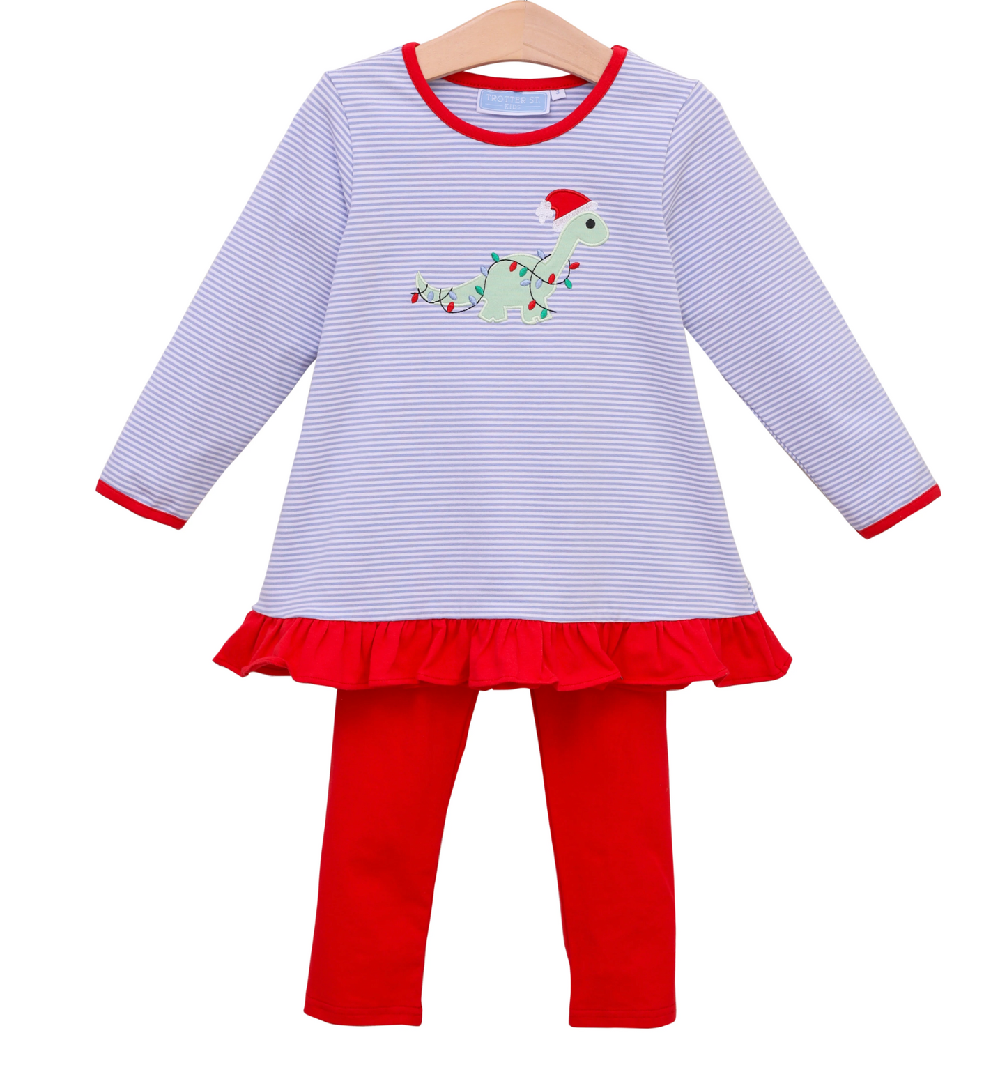 TSK Christmas Dino Ruffle Pants Set