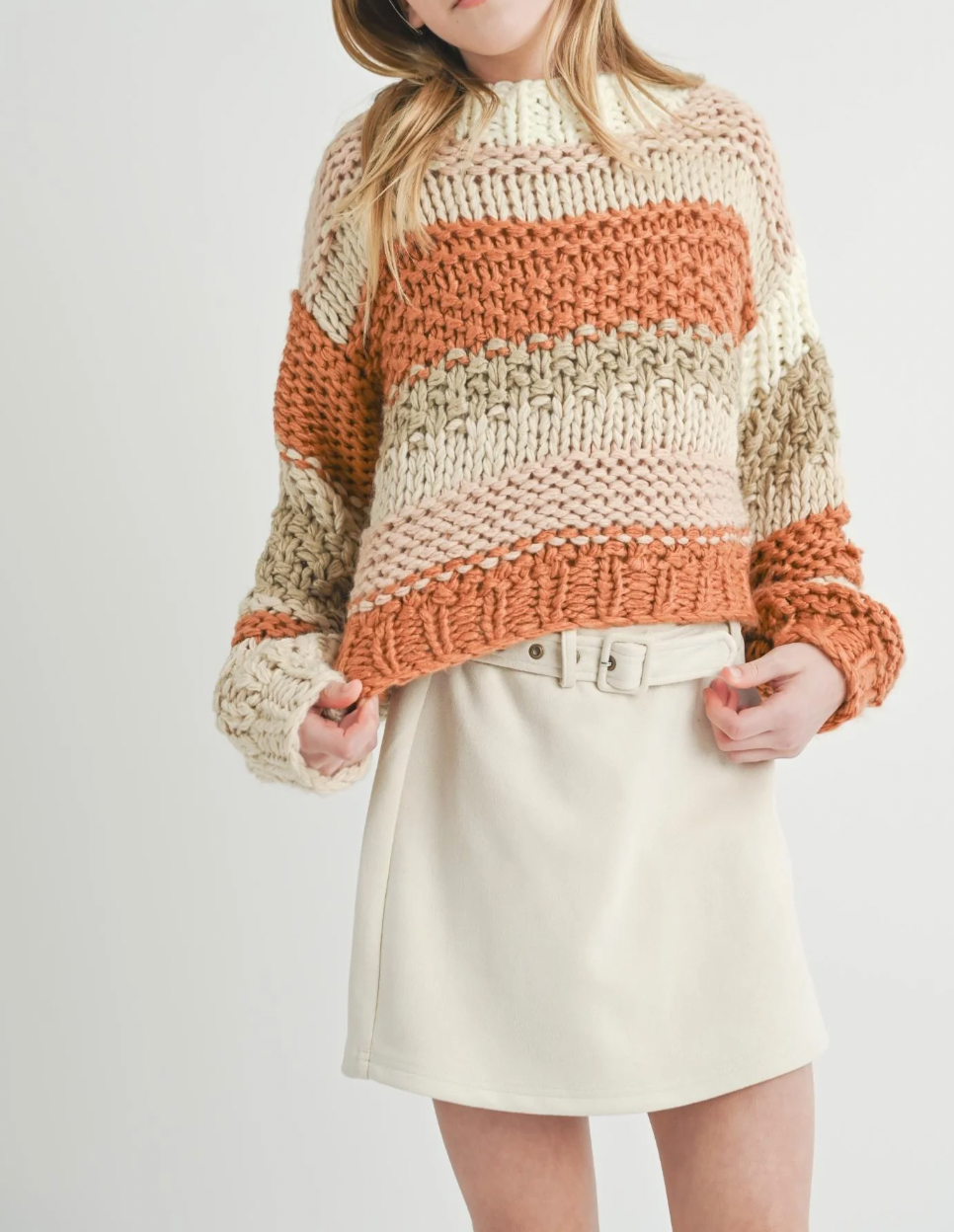 Tween Butter Pecan Chunky Sweater