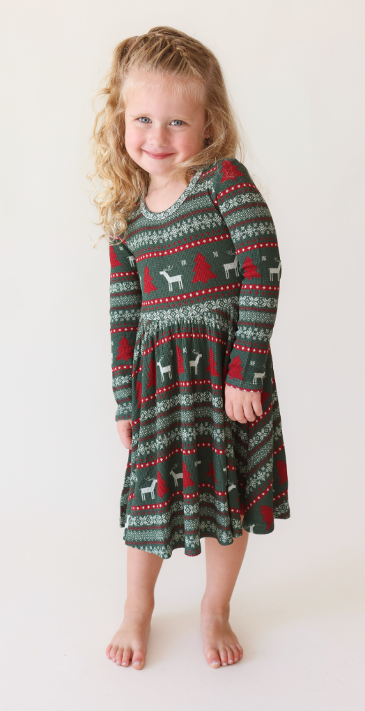 Posh Peanut Holiday Fair Isle Twirl Dress