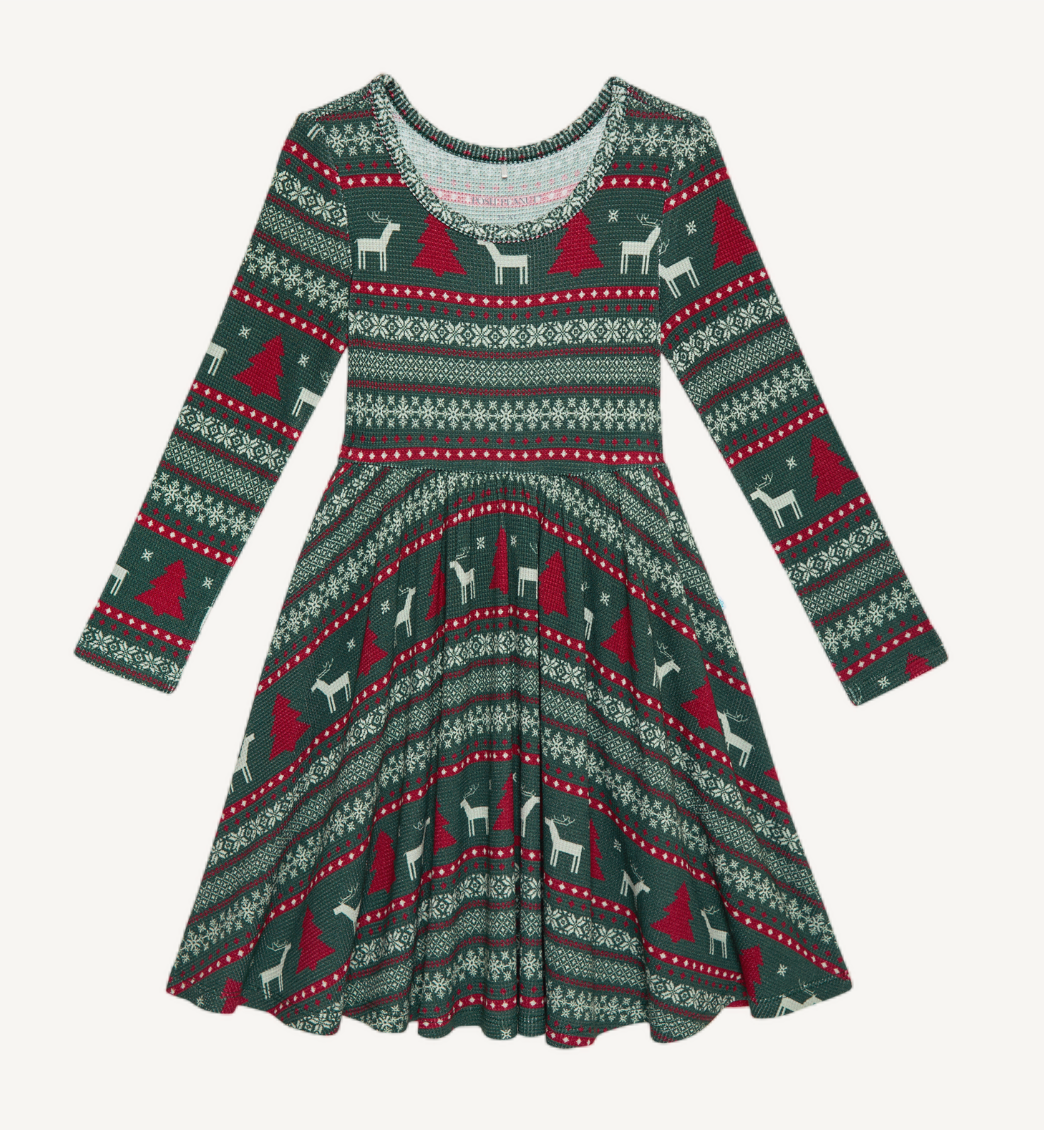 Posh Peanut Holiday Fair Isle Twirl Dress