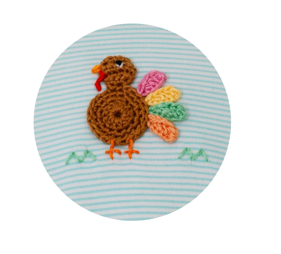 Petit Bebe Turkey Girl Aqua Pin Stripe Bloomer Set