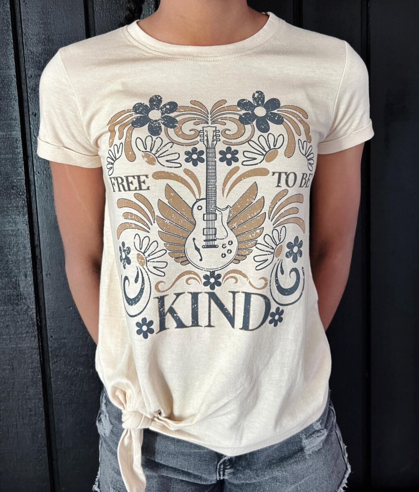 Free to Be Kind Graphic Tee w/Tie Side