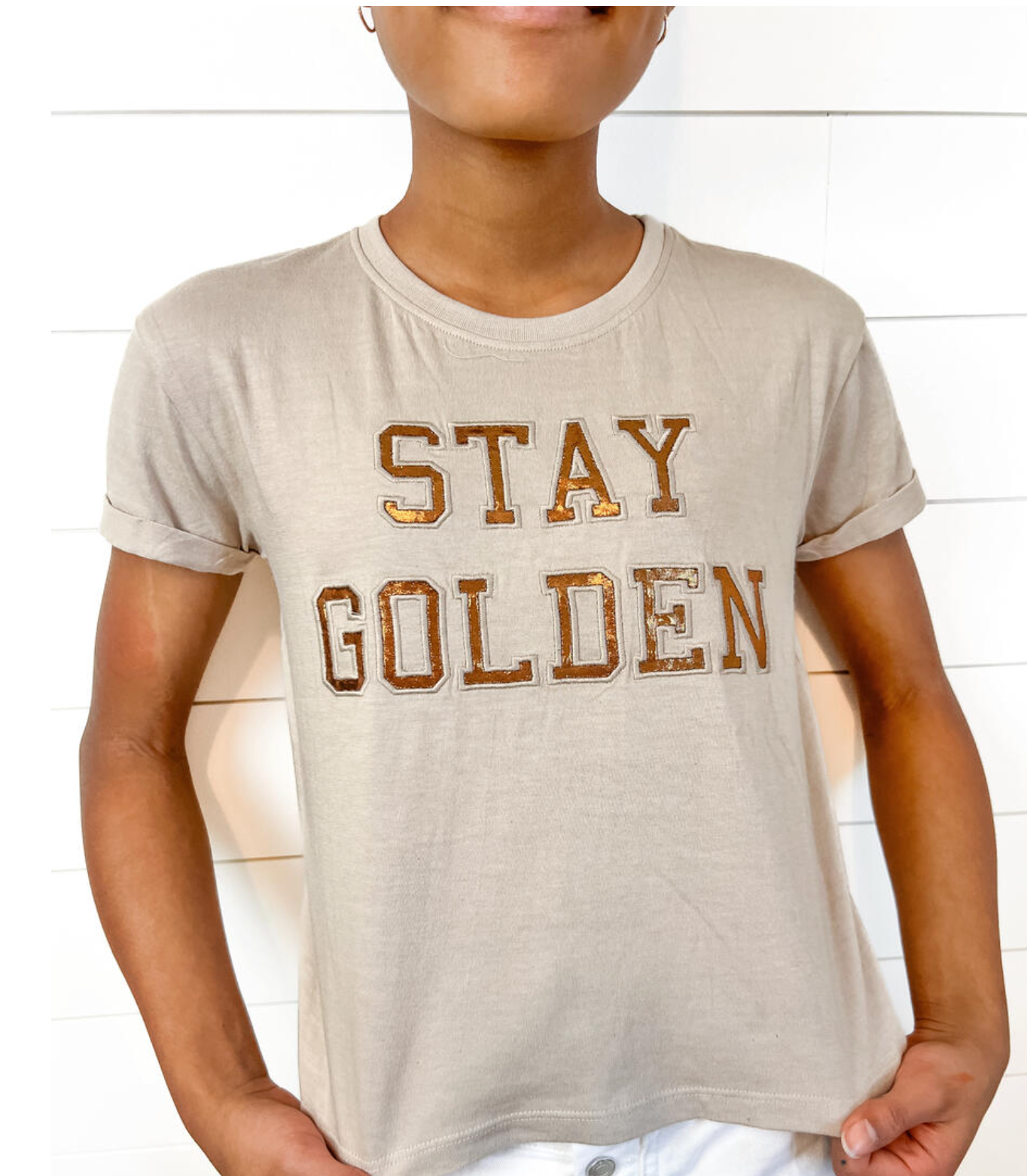 Stay Golden Tween Fall Copper Foil Patch Graphic Tee