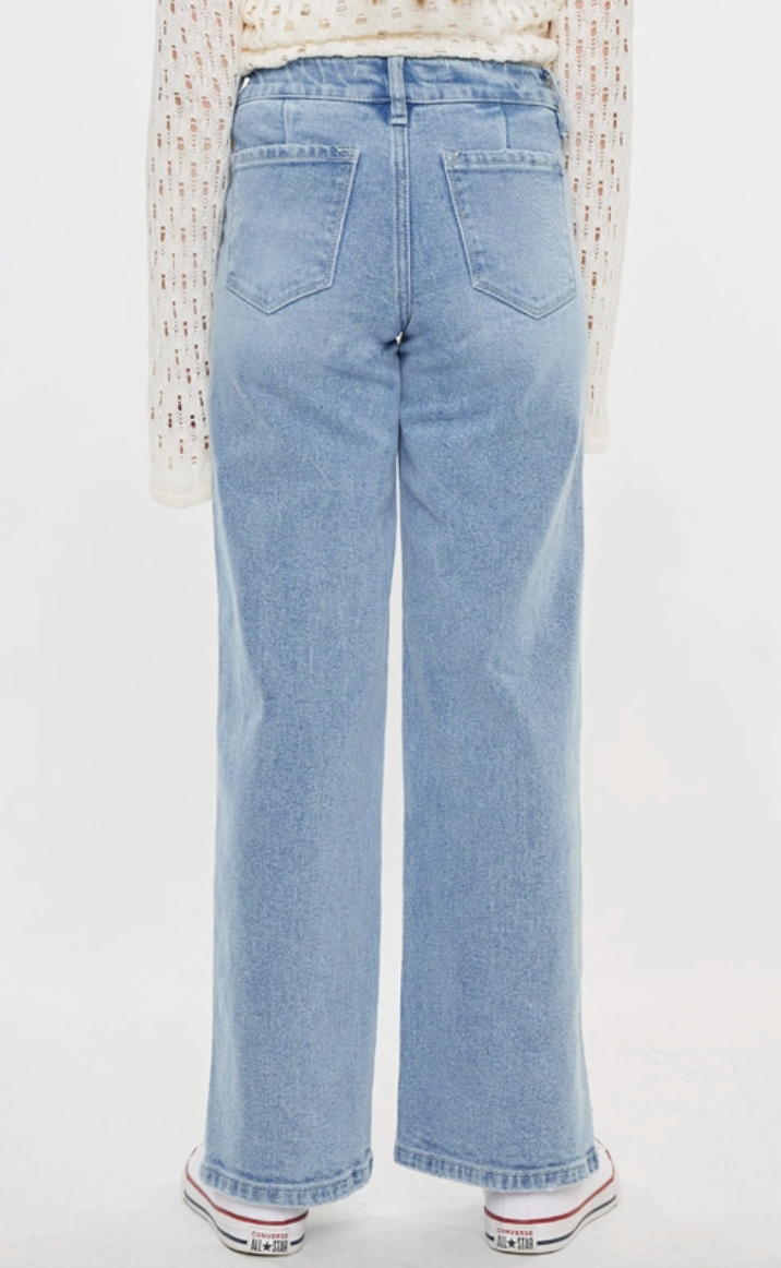 Youth High Rise Wide Leg Light Jean