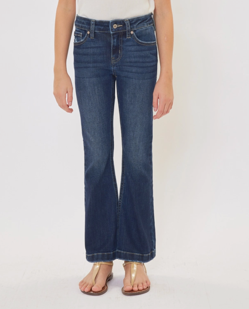 Youth Mid Rise Flare Jean Dark Wash