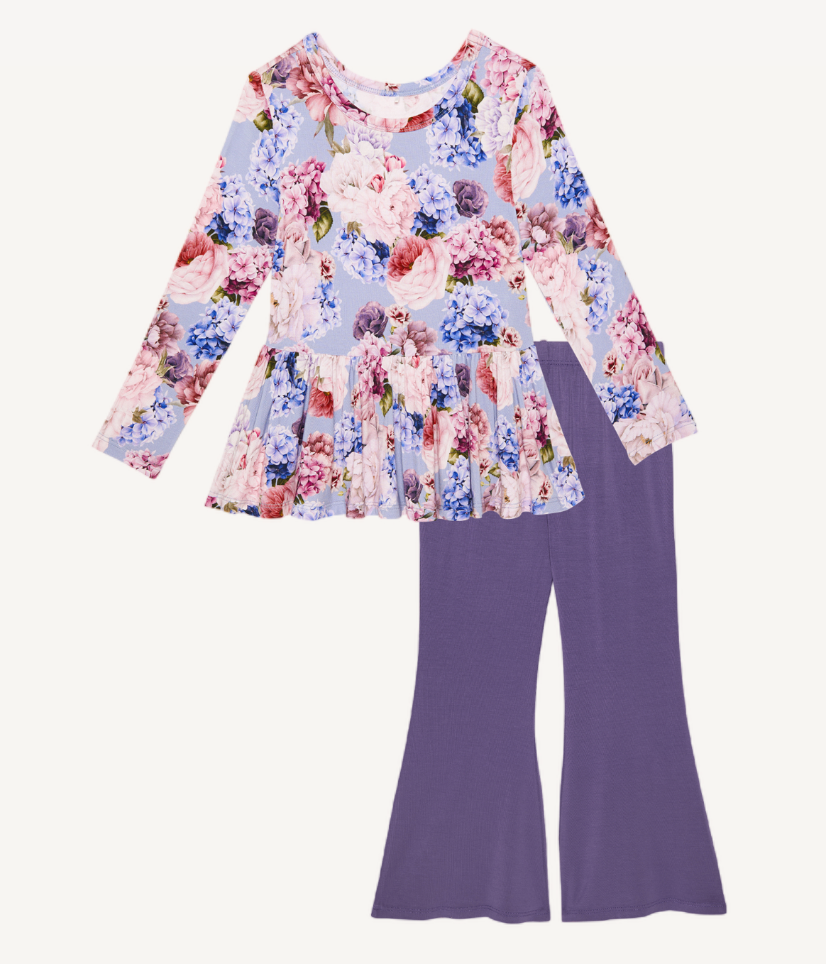 Posh Peanut Annie Long Peplum Top & Bell Bottoms