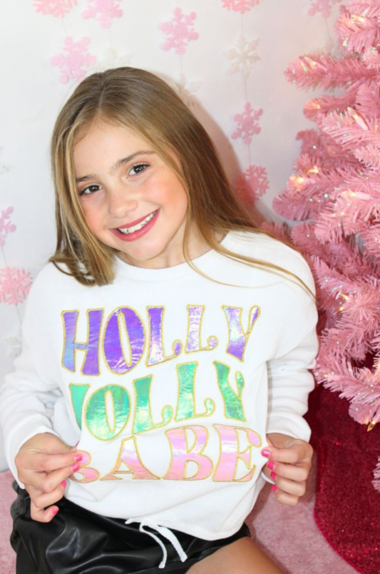 Holly Jolly Babe Embroidery Graphic Sweatshirt