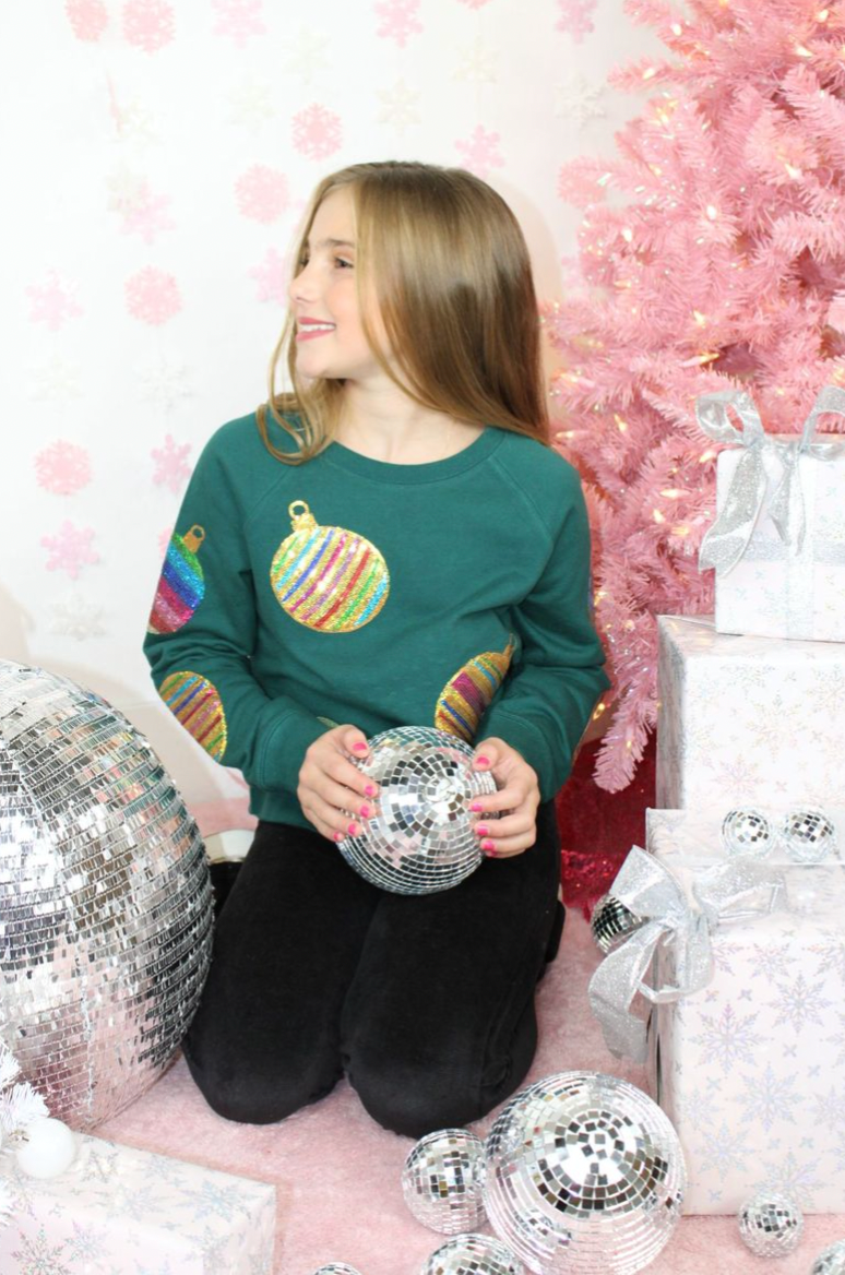 All Over Sequins Christmas Ornament Crop Sweatshirt