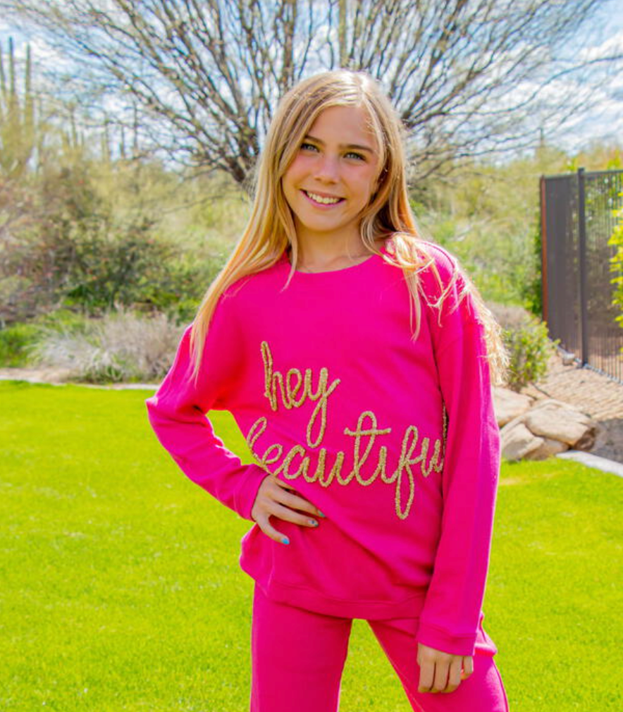 Hey Beautiful Tinsel Waffle Top