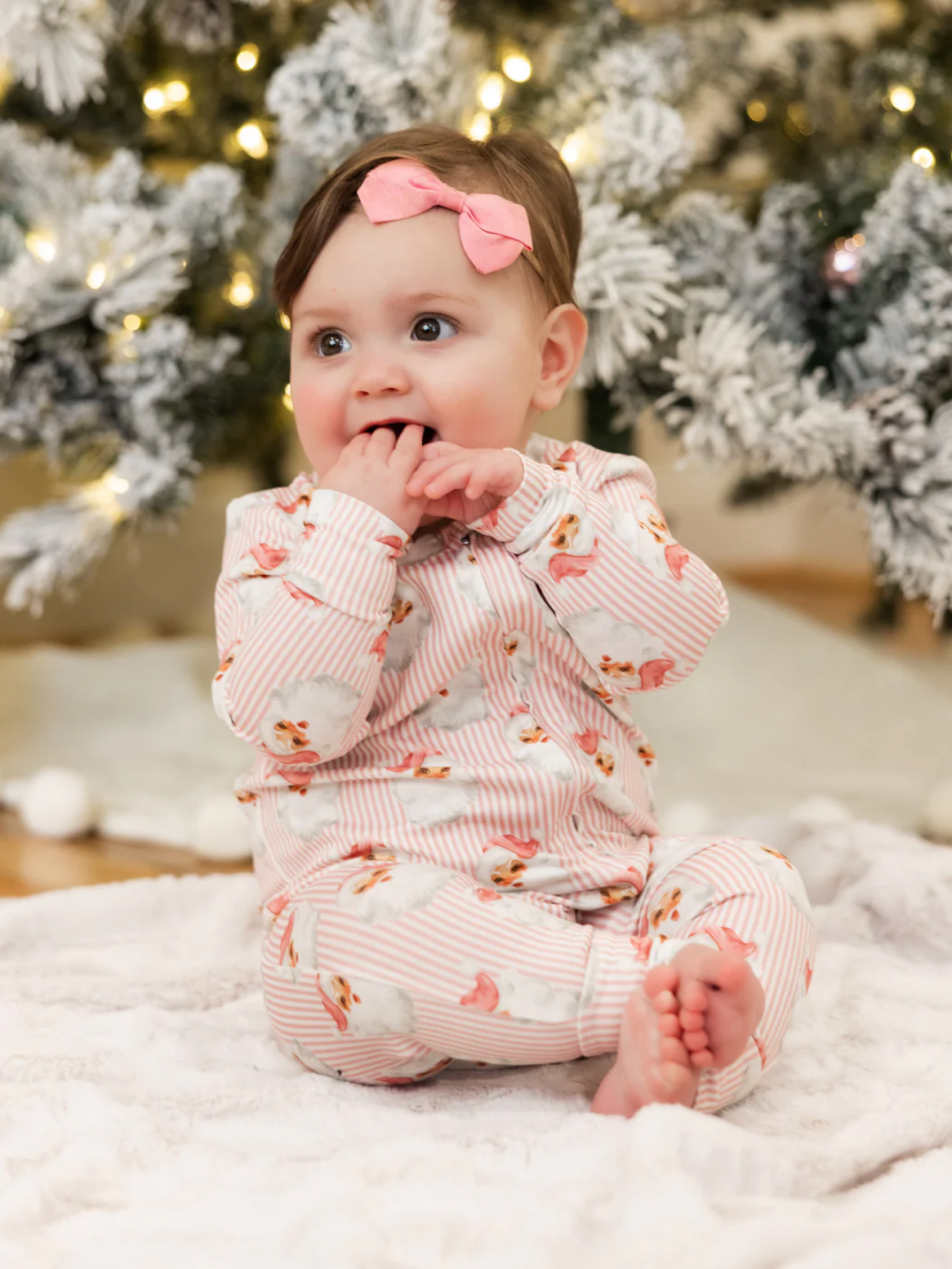 Baby PJ Onesie Santa Baby Pink