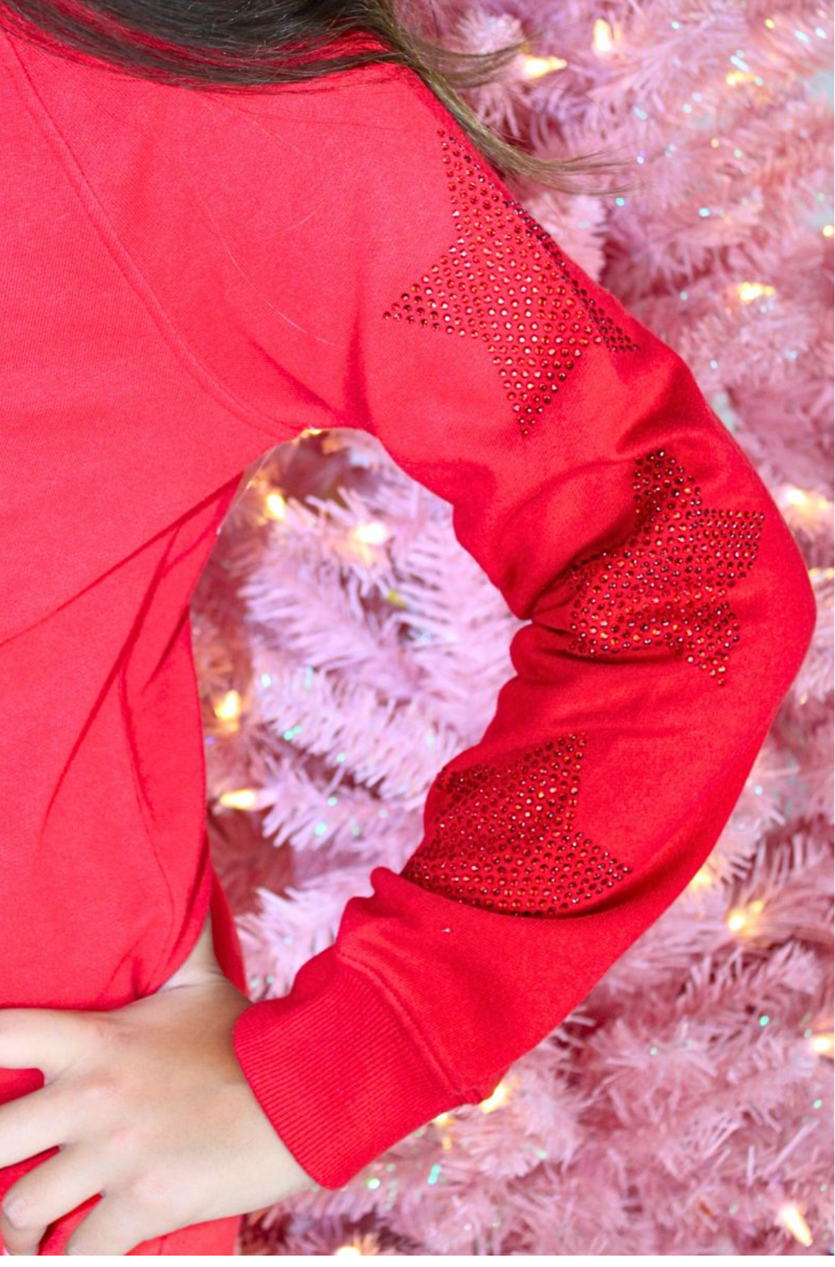 Red Star Rhinstone Graphic Sweatshirt