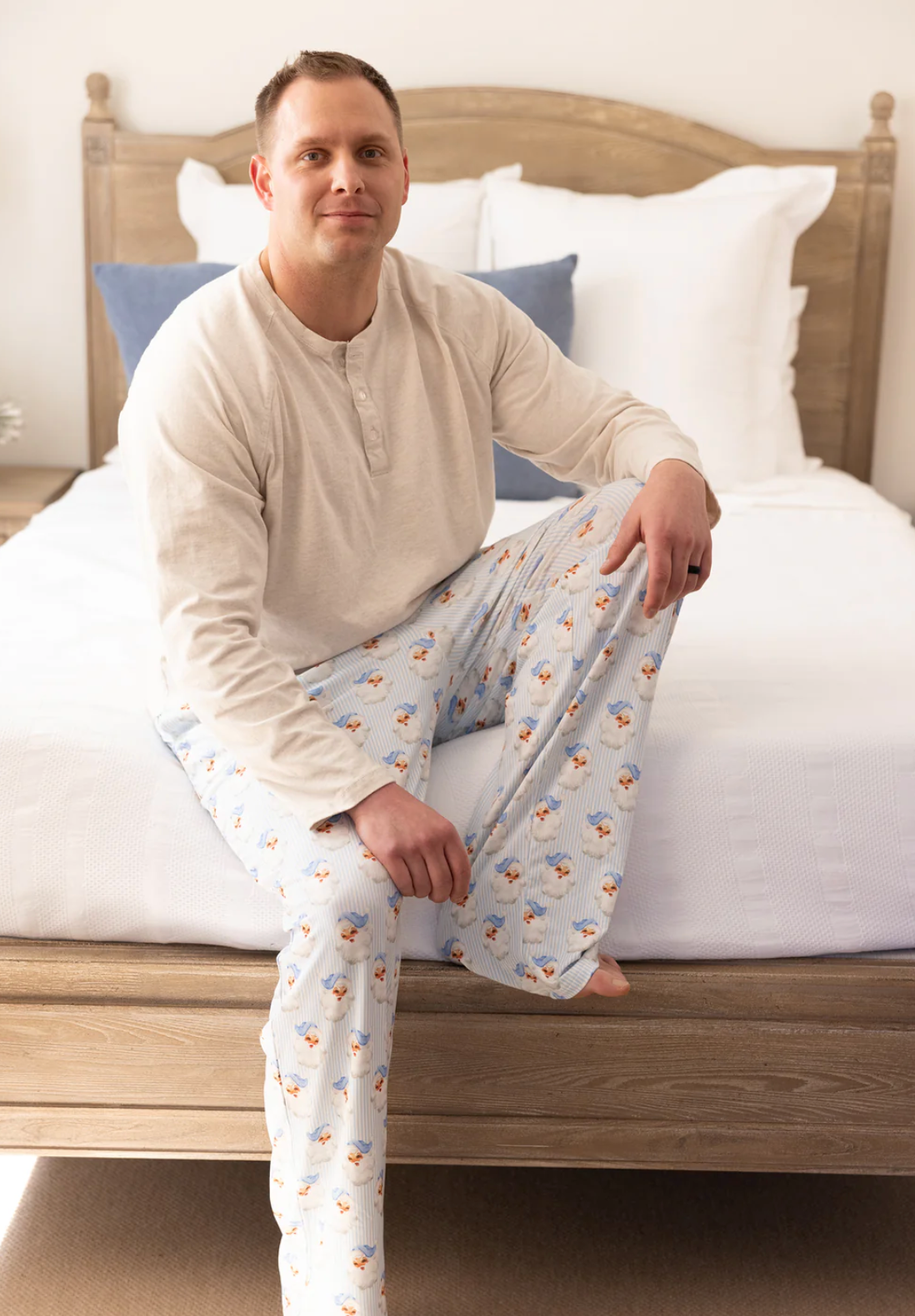 Men's PJ PANTS Only Santa Baby Blue