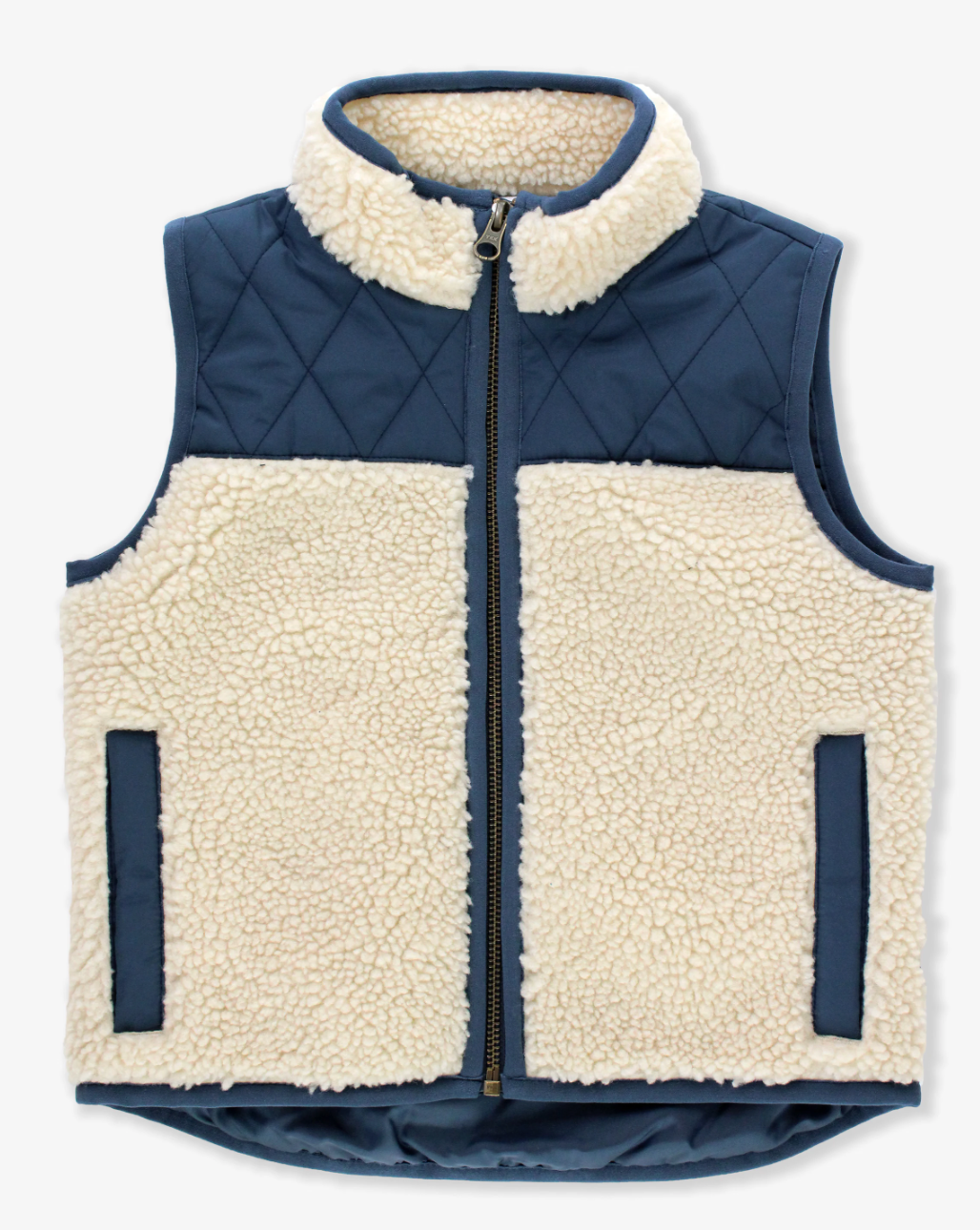 Dark Navy Quilted Sherpa Vest