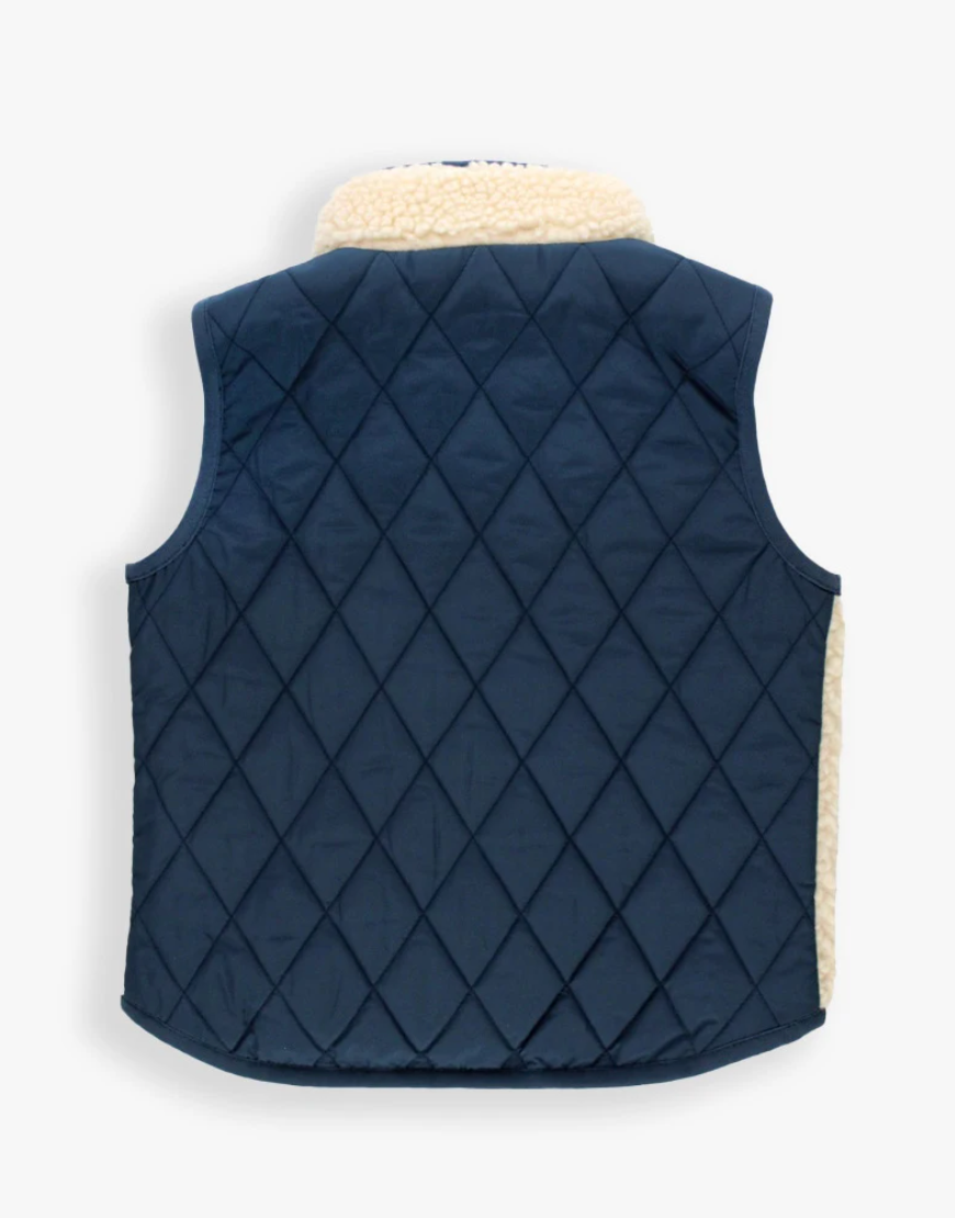 Dark Navy Quilted Sherpa Vest