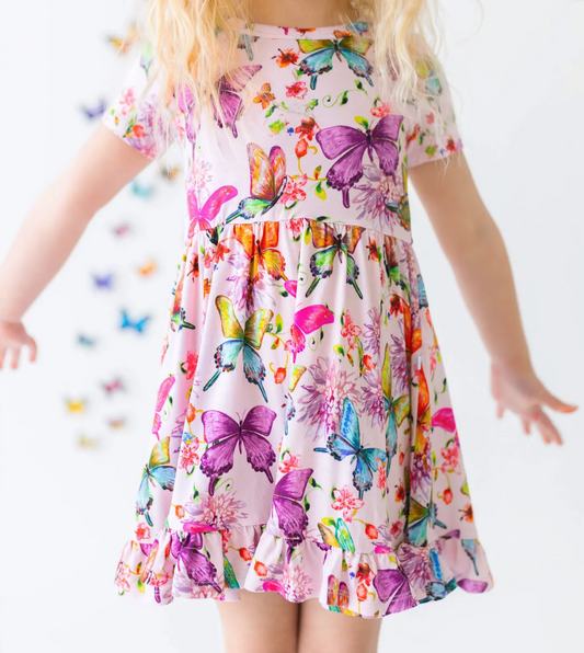 Watercolor Butterfly Twirl Dress