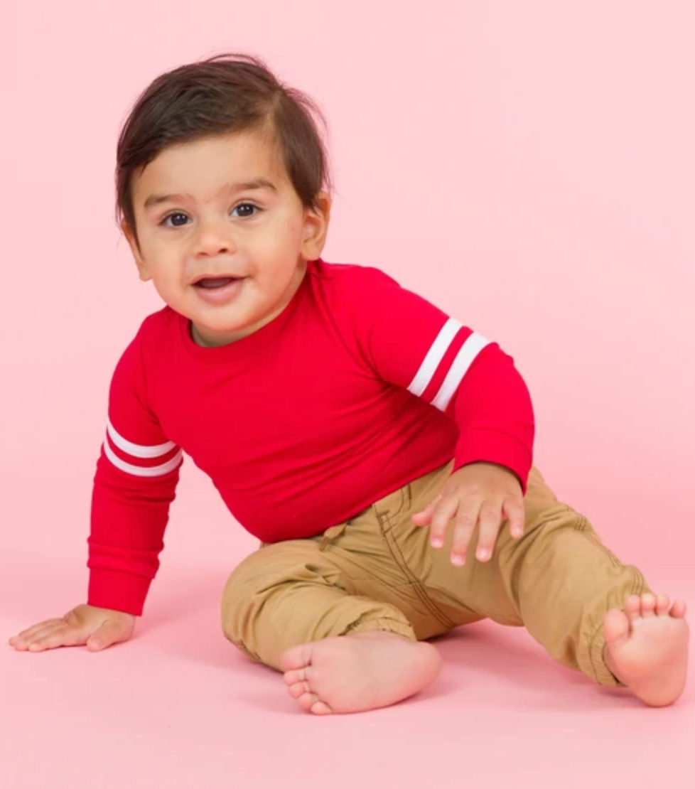 RB Red Racing Stripe Long Sleeve Bodysuit