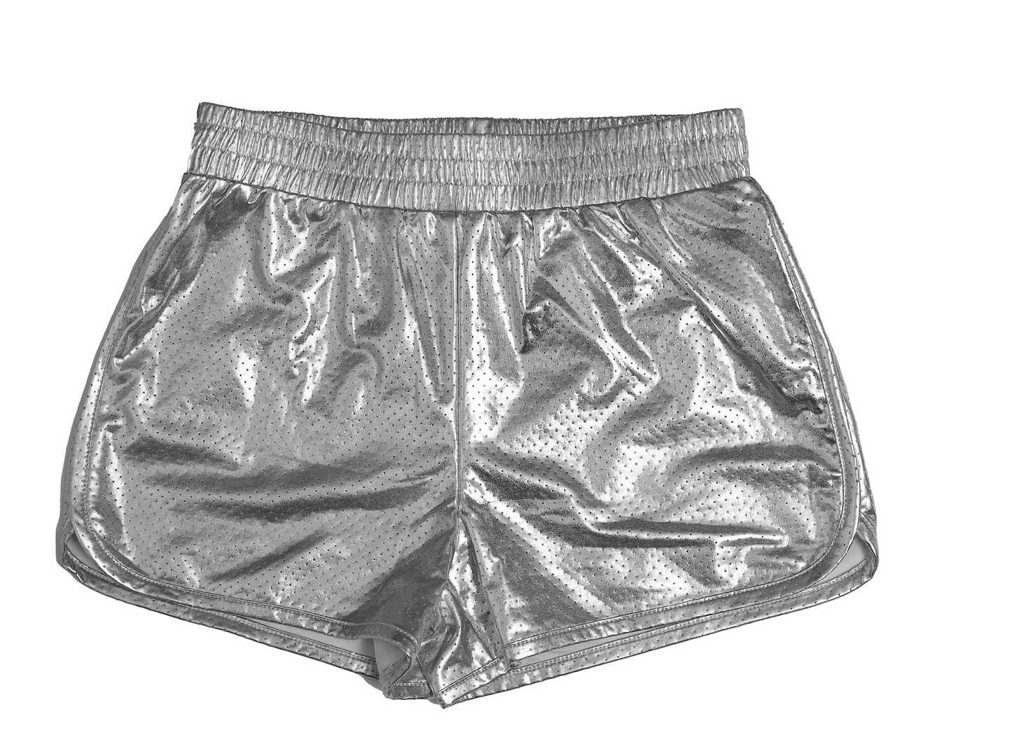 Silver Metallic Athletic Short