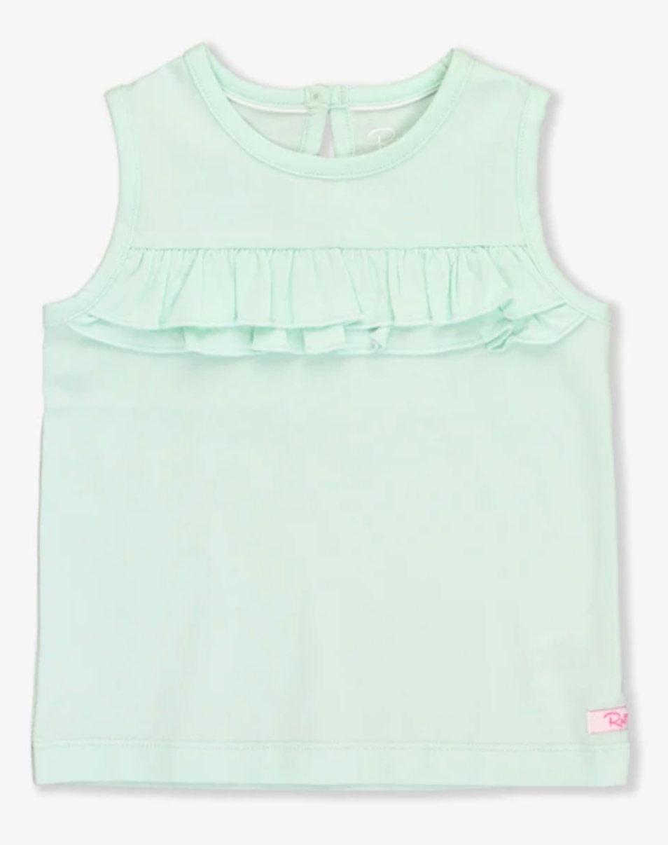 Mint Knit Ruffle Trim Tank