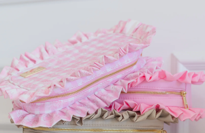 Ruffled Nylon Medium Pouch Floral