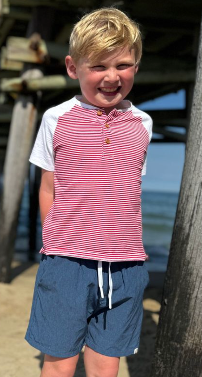 Beacon Red/White Stripe Henley