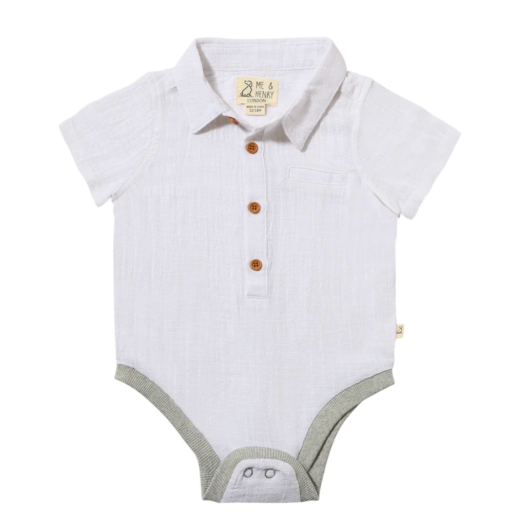 Helford White Woven Onesie