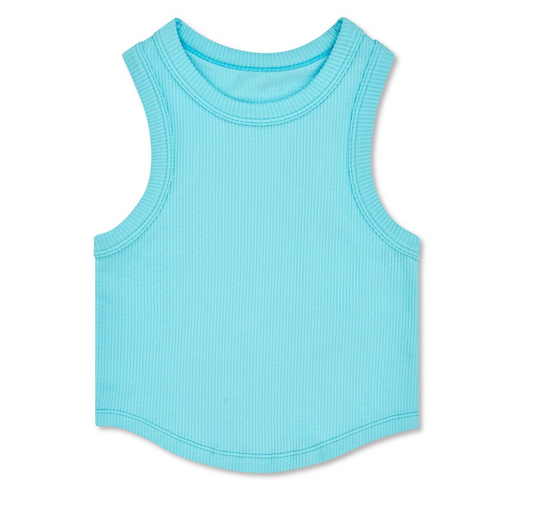 Ice Blue Cropped Racer Back Top
