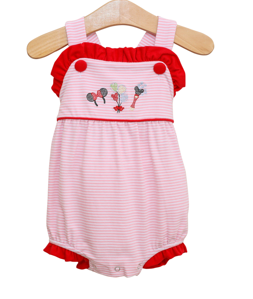 TSK Mouse Embroidery Ruffle Sunsuit
