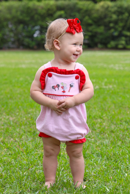 TSK Mouse Embroidery Ruffle Sunsuit