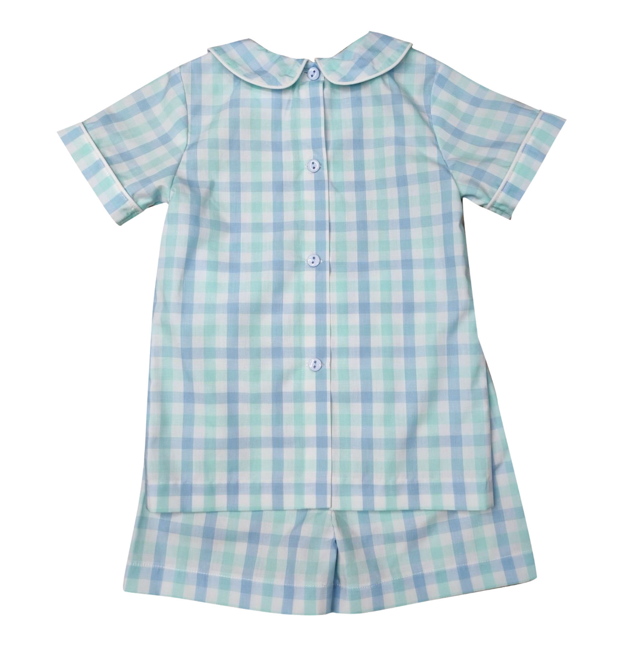 Blue Plaid Boy's Shorts Set