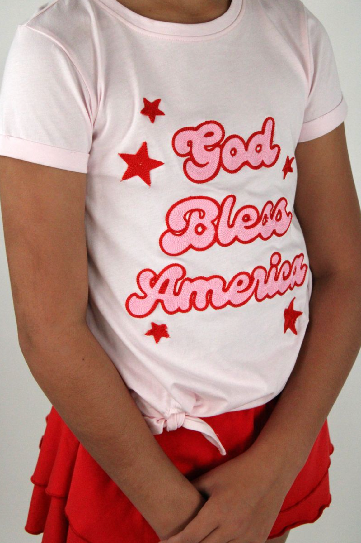 God Bless America Front Knot Tee
