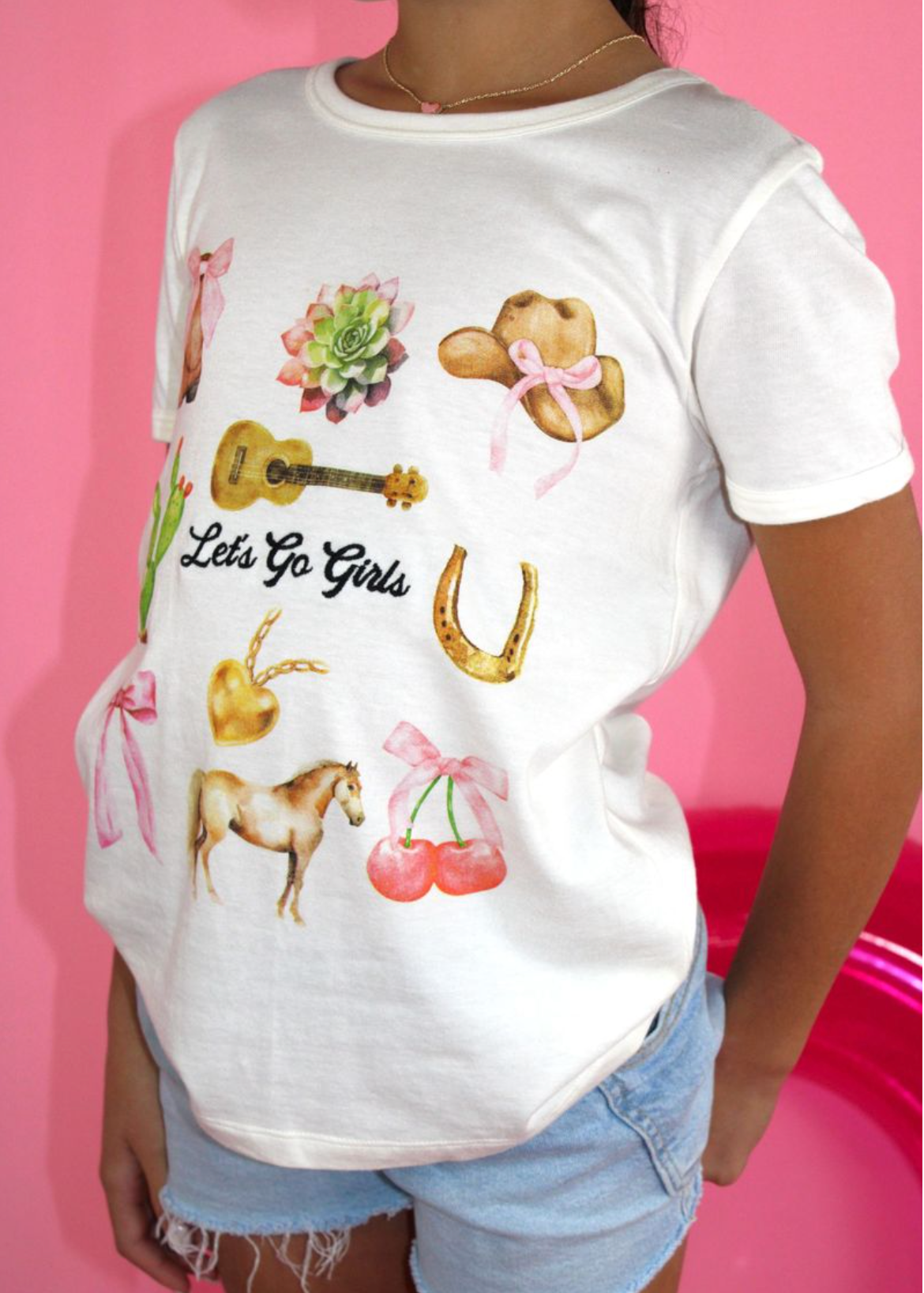 Embroidery Let's Go Girls Tee
